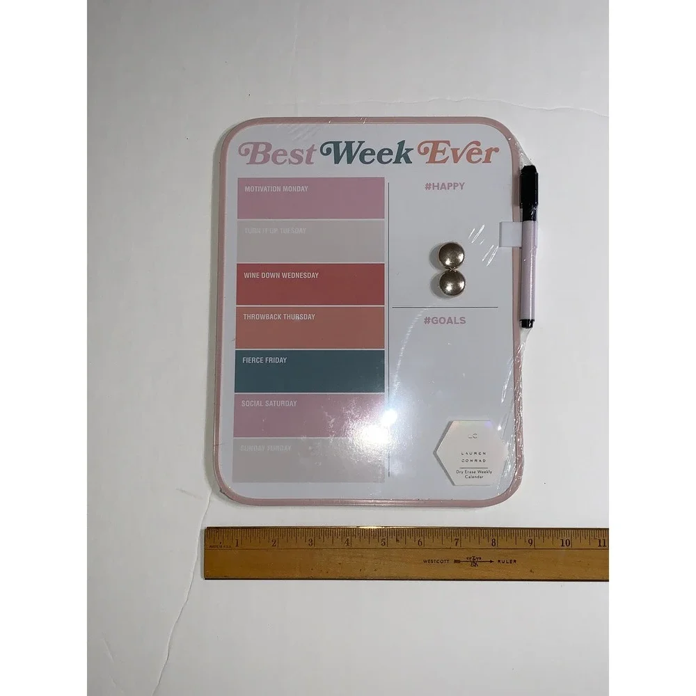 LC Lauren‎ Conrad Dry Erase Weekly Calendar Magnetic Board Best Week Ever Pink
